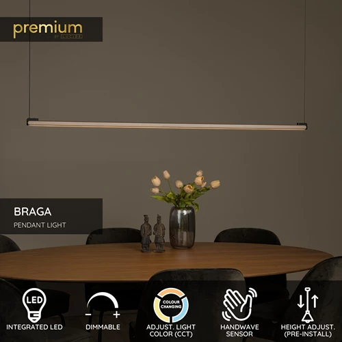 Lucide BRAGA - Pendant light - LED Dim. - CCT - 1x36W 2700K/4000K - Hand Wave Sensor - Coffee | Premium - USP